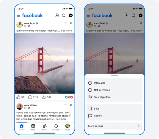 Facebook上线“Your Algorithm”，用户可用自然语言调整Feed与Reels推荐配图